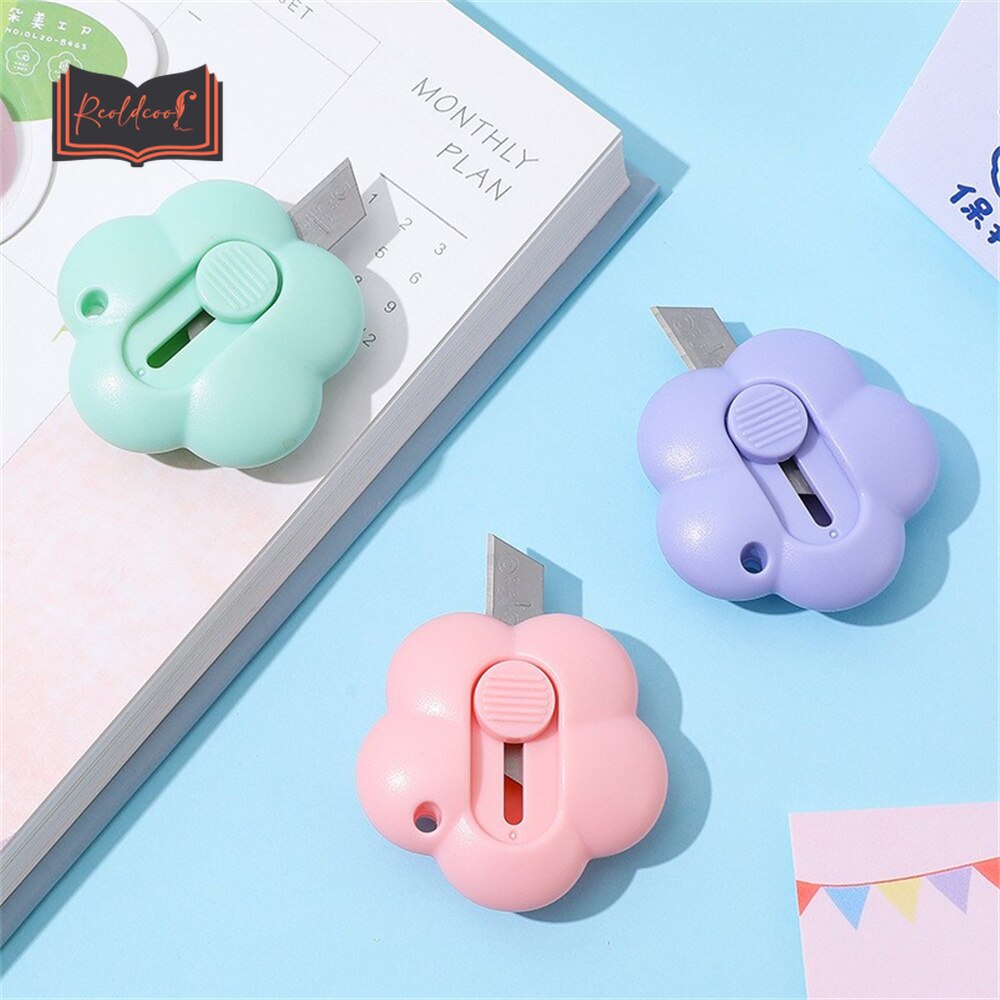 1pc Cute Flowers Art Cutter Portable Mini Utility Knife Student Art Supplies DIY Tools Stationery Paper Cutter
