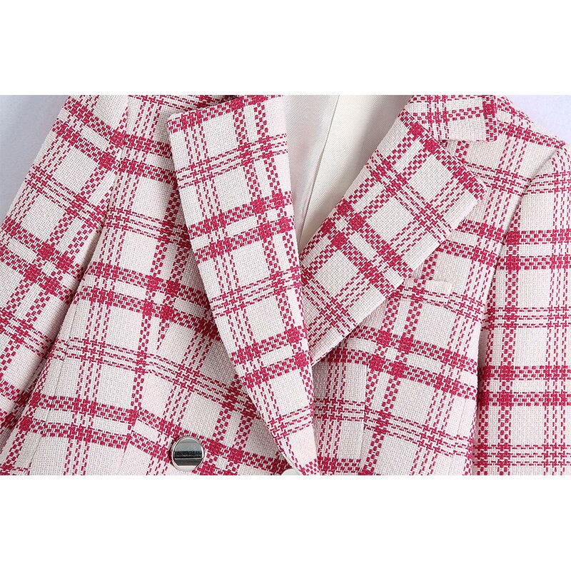 Women Two Pieces Set Checkered Textured Blazers and Short Skirt Suit Casual Chic Lady Women Outfits Suit