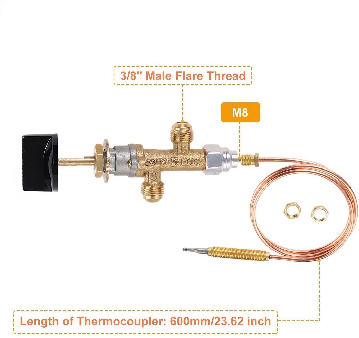 7pcs/kit Flame Failure Safety Control Valve Kit Low Pressure LPG Propane Gas Fireplace Fire Pit Igniter Assembly Grill Heater