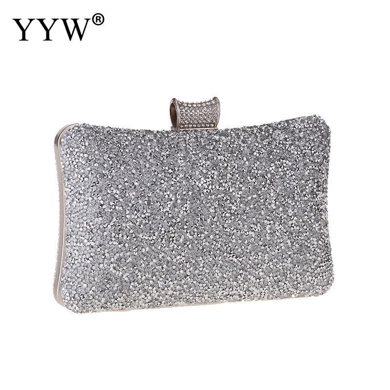 Luxe Strass Avond Clutch Vrouwen Zilver Goud Mode Wedding Party Night Tas Bling Crossbody Tassen Doos Strass