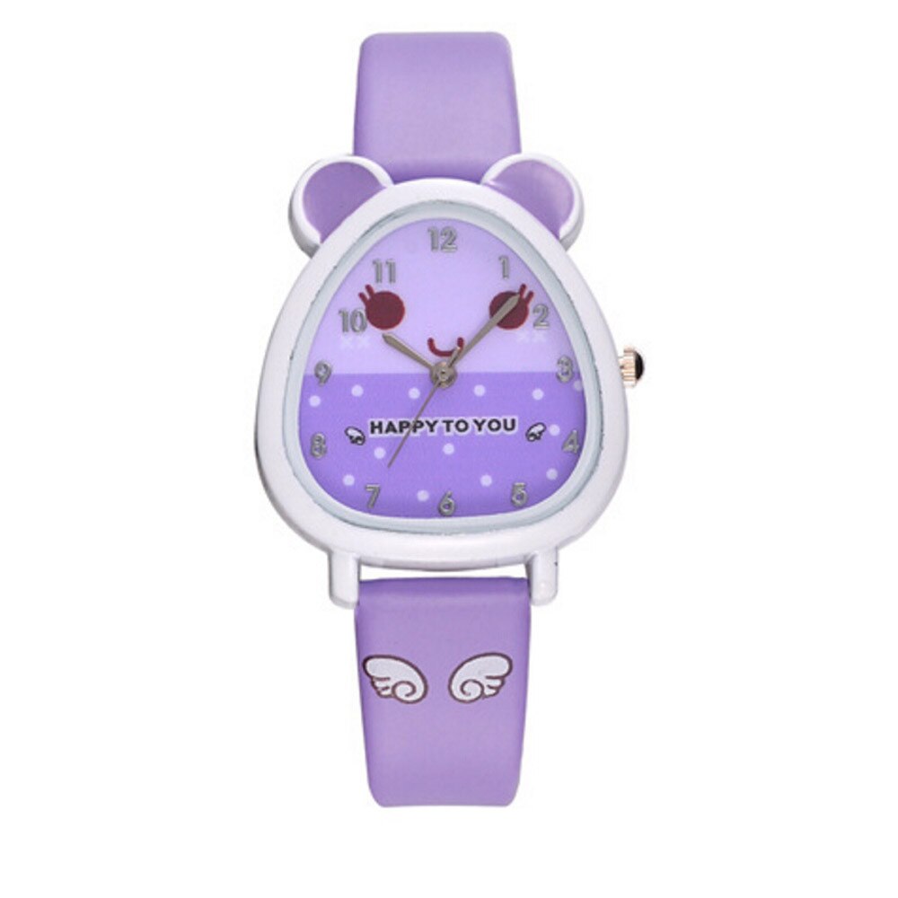 Mooie Animal Cartoon Quartz Horloge Casual Wear Strass Horloges Meisjes Kids # W: Purple