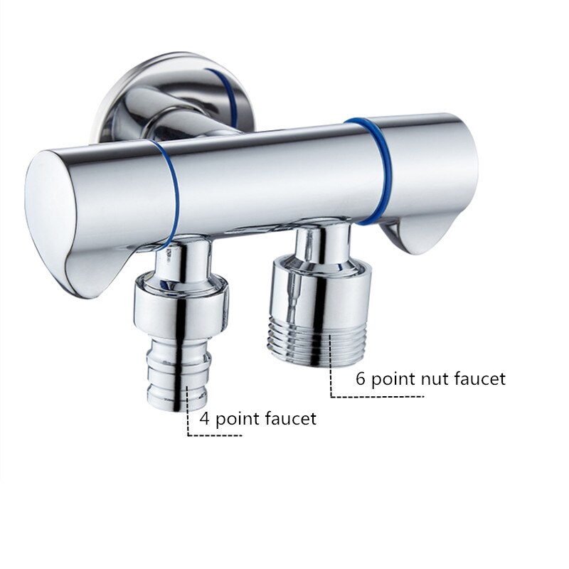 Driehoek Klep G1/2 Driewegklep Een In Twee Out Dual Hoekstopkraan Wasmachine Wc Water afsluiter Multifunctionele Tap: Chrome4