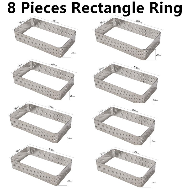 SHENHONG 9 Löcher Welle Form Torte Dekoration Dessert Silikon Gebäck Kuchen Form Zum Backen Tartlet Mould Mousse Schokolade Pan: 8PCS Rectangle Ring