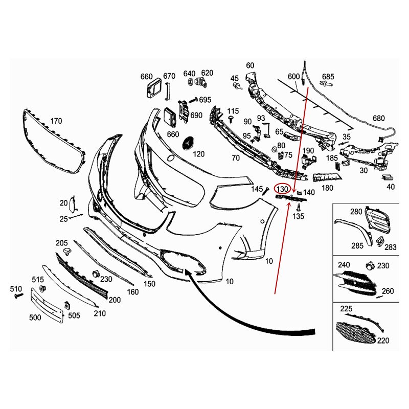 2138850521/621 Front bumper bracket Suitable for Class E W213 E200 E220 E300 E320 Front bumper fixed rail Lining bracket