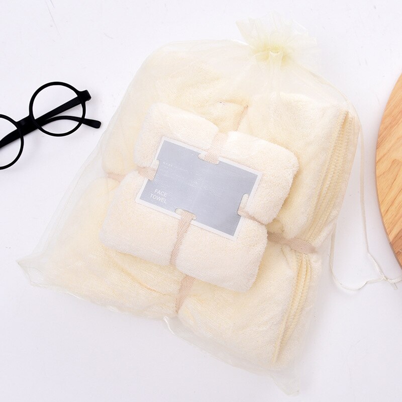 Soft Bath Towel Face Towl Set Water Absorbent Towels for Spa Kitchen Clean SAL99: creamy-white