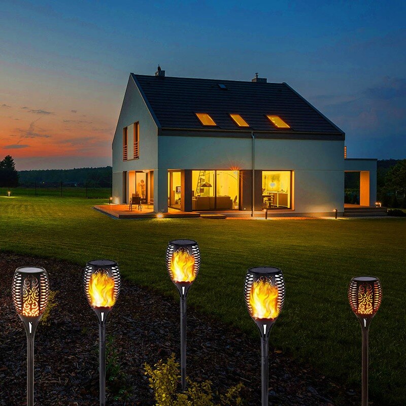 Solar Torch Lights With Flickering Flames IP65 Waterproof Outdoor Dancing Flame Torches For Garden Patio Fence Pathways
