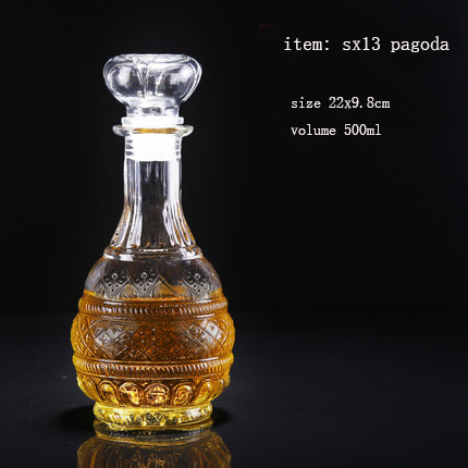 Botellas de vino vacías de XMT-HOME, botella de vidrio de alcohol para licor de alcohol, frasco de vidrio de 500ml, 1 ud.: SX13