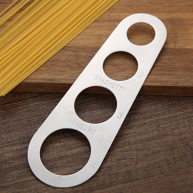 Rustfrit stål pasta spaghetti måler fire-hullers måleværktøj køkken gadget måleværktøj