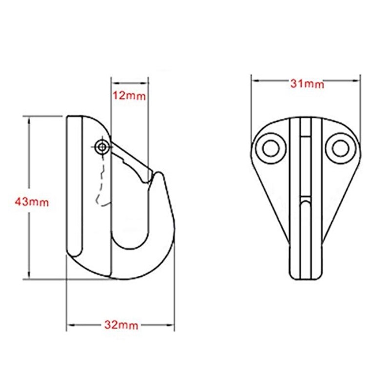 2 Stuks 43Mm Rvs Fending Haken Spatbord Lente Haak Snap Hechten Touw Boot Zeil Sleepboot Marine Hardware boten Accessoires