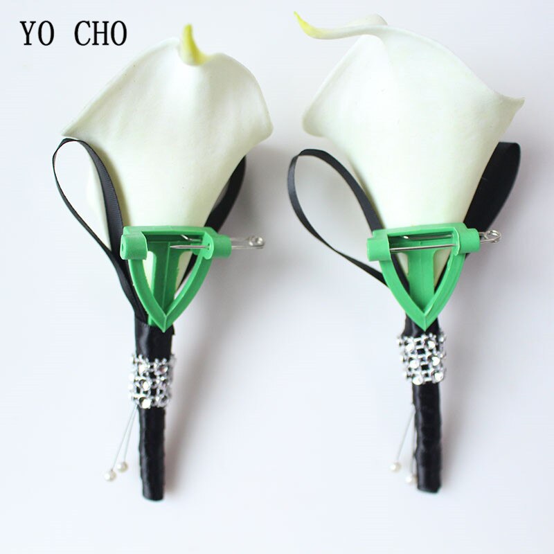 YO CHO-Flor Artificial para hombre, flor de lirio de Cala Blanca, broche para novio, alfiler, alfiler, de boda, ramillete de Lirio