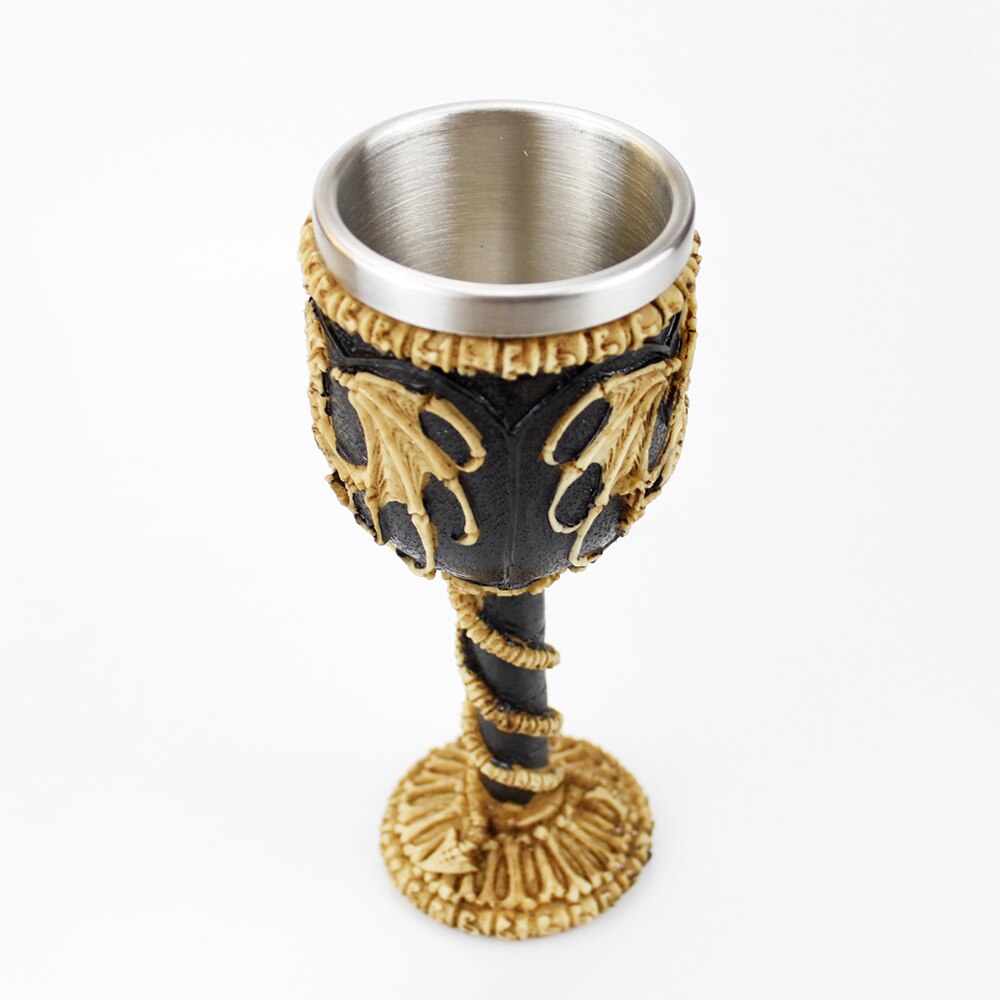 Gothic Wine Goblet Contain Dragon Claw Viking Skeleton Retro Stainless Steel&amp;Resin Wine Glass BEST Halloween Bar Drinkware