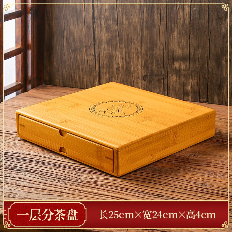Bamboo Tea Box Tea Cake Storage Box Tea Organizer Tea Ceremony Accessories Tea Tray Drawer Organizer Storage Bin Bamboo Cabinet: 1 layer