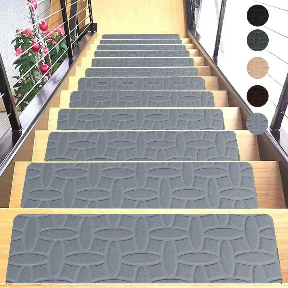 76X20cm Staircase Mat Self-adhesive Non-Slip Stair Tread Carpet Mat Safety Soft Stripe Protection Cover Pads Home Decor