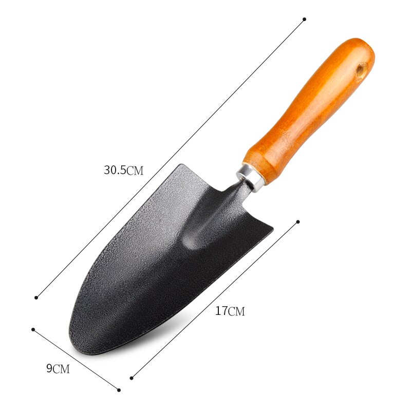 Blomsterspade blomsterhageverktøy sett tredelt kjøttspade blomsterspade husholdningsgraver blomsterspade speilkule metall: Tre hagespade