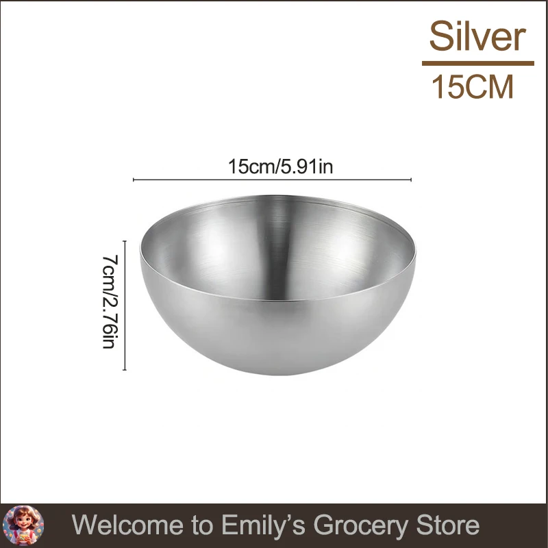 Golden Silver Salad Bowls Large Capacity Stainless Steel Korean Soup Rice Noodle Ramen Bowl Tableware Food Container Utensils: Light Grey