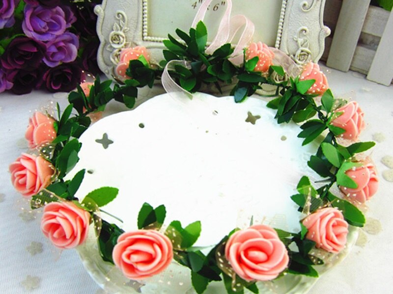 Handmade Fabric Adjustable Wreath Head wear Wedding Decoration Flower Crown Bride Hair Accessories Flower Wreaths: 2