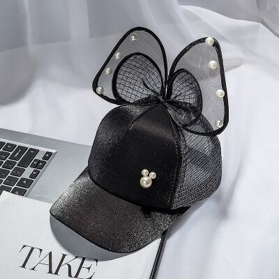 Maershei børn baseball kasket perle net cap casquette pige kasketter snapback: Sort