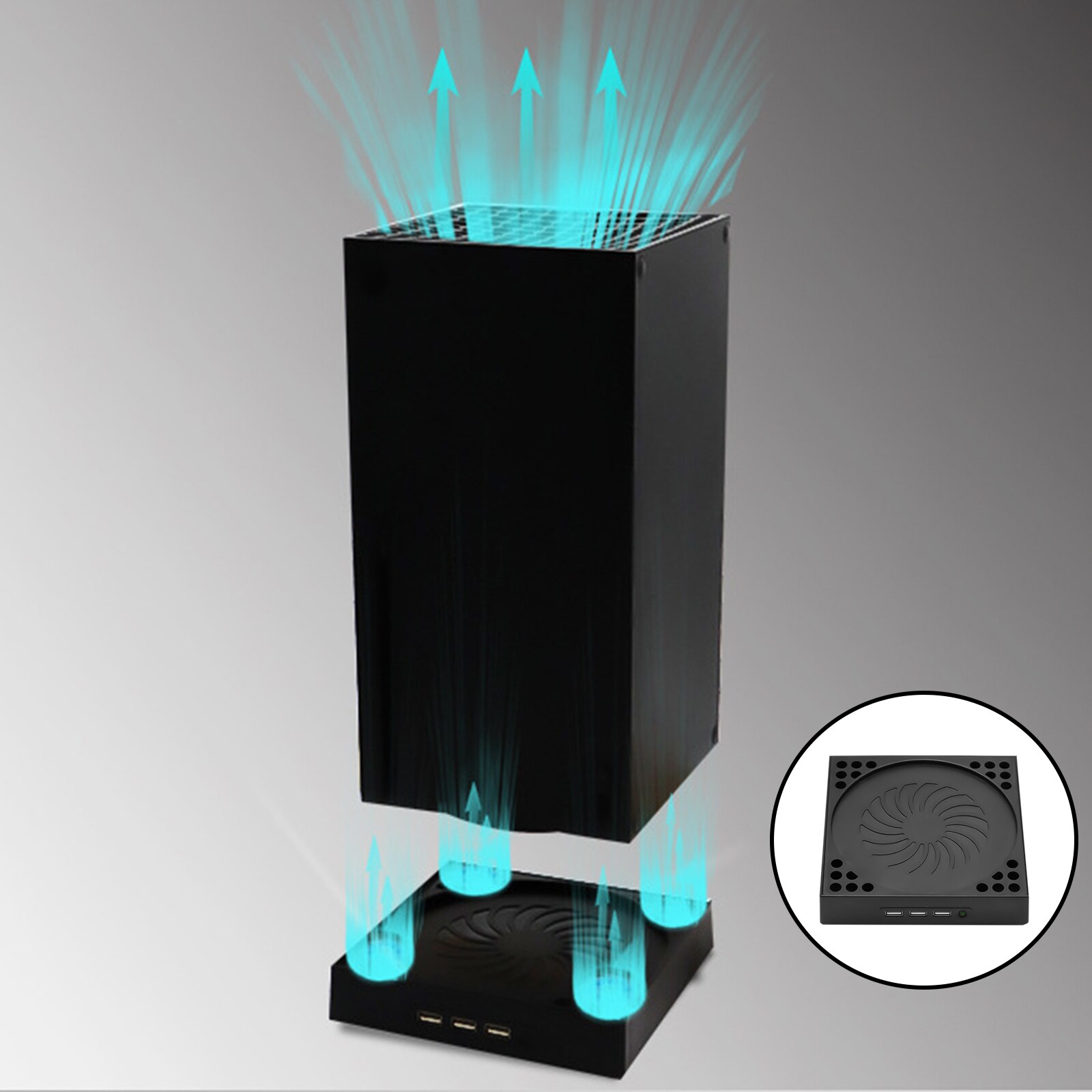 Vertikaler lüfterständer mit 3 zusätzlichen usb-anschlüssen, radiatorbasis, kühlersystemhalterung für die xbox series x-spielkonsole