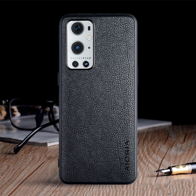 Case Voor Oneplus 9 Pro Funda Luxe Vintage Leather Skin Coque Met Tpu + Pc Hard Cover Voor Oneplus 9 pro Case Capa: oneplus 9 Pro / Black