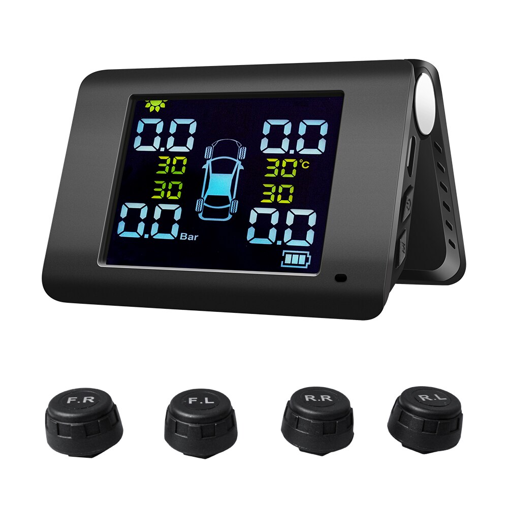 Tpms Zonne-energie Tpms Auto Bandenspanning Alarm 90 Verstelbare Monitor Auto Security System Tyre Pressure Temperatuur Waarschuwing: Type 1