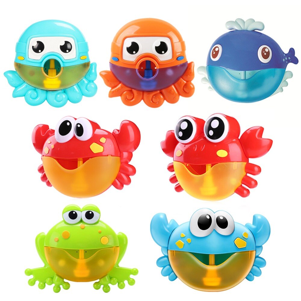 Cartoon Crab Bubble Machine Music Bubble Maker Blower Automatic Baby Bath Shower Toy Bathtub Soap Machine for Children