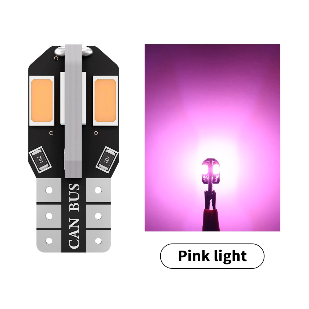 2x t10 w5w canbus led polttimo 8 smd 5630 194 automaattinen välys kiilan puoleinen takaluukun valo 12v 6000k lukuvaloa ei virhettä valkoinen punainen: Vaaleanpunainen
