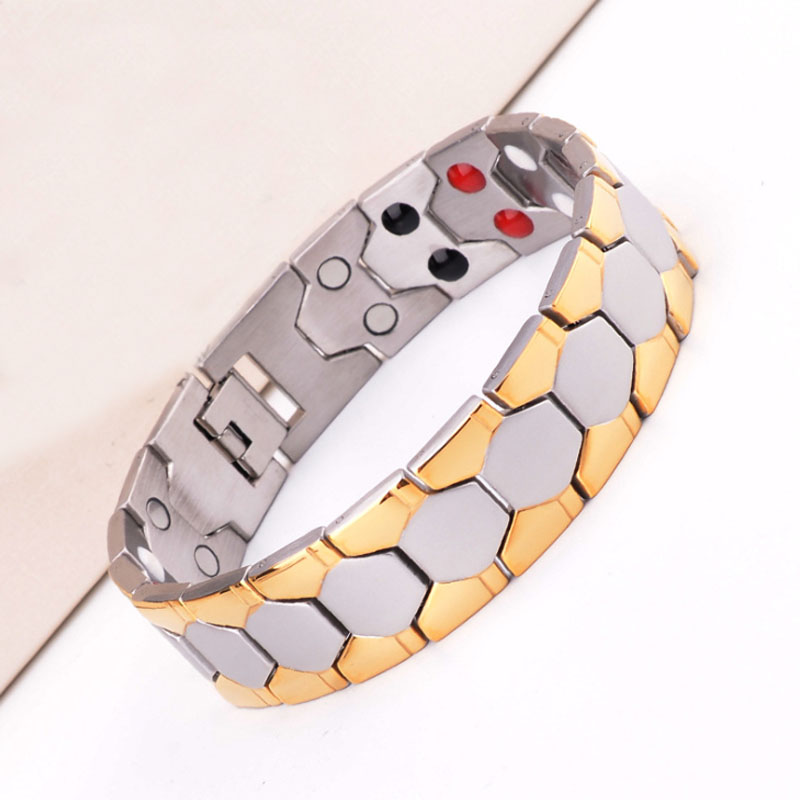 Männer Körper Schmuck 18mm Breite 4 Farbe Edelstahl Multi Sphärische Germanium Stein Verknüpfung Gesunde Armbinde Schwere