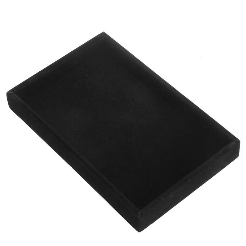 Bandejas de joyería apilables de 5 colores, insertos de terciopelo, bandeja de exhibición de joyería, estuche de soporte, organizador de almacenamiento de decoración de Boutique: Negro