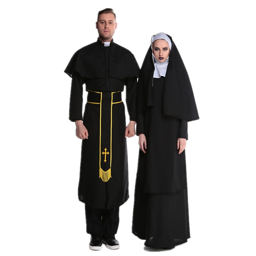 Medieval Cosplay disfraces de Halloween para las mujeres sacerdote monja traje misionero adulto Cosplay ropa vestido de mujer