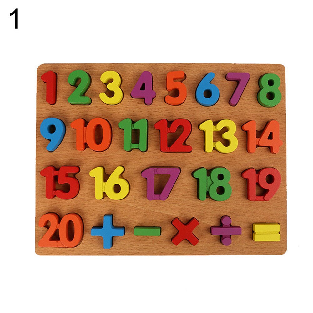 Børn alfabet abc numre træpuslespil bord baby tidligt pædagogisk legetøj til børn, der lærer at udvikle legetøj: 1 til 20 tal