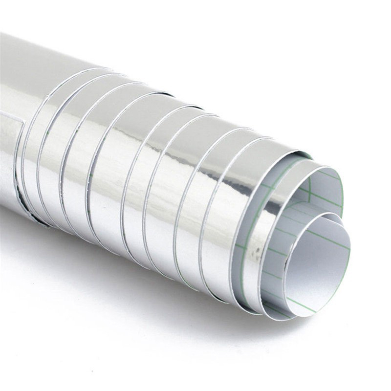 Autoadhesivo PVC plata cromo espejo vinilo envoltura pegatina de pared pegatina protegida UV alta adherencia 20*152cm pegatina estilo automático