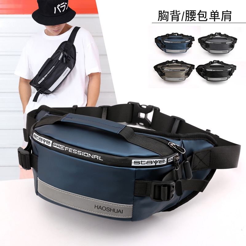 Anti Diefstal Mannen Riem Bodybag Grote Capaciteit Hip Reflecterende Strip Enkele Schoudertas Mannen Messenger Bag Nylon Trendy borst Zak