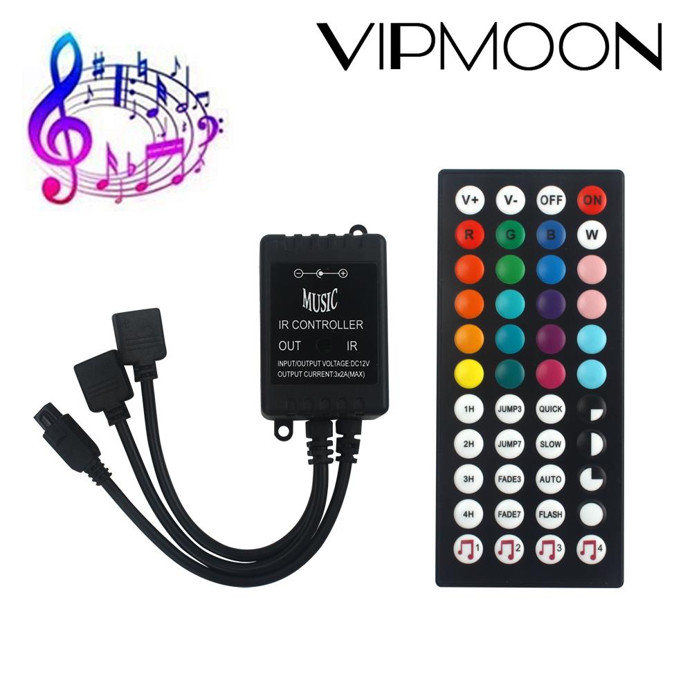 Contrôleur de musique à LED infrarouge, 44 touches, télécommande IR, capteur de son, 2 voies pour 5050 3528 5630 RGB bande lumineuse