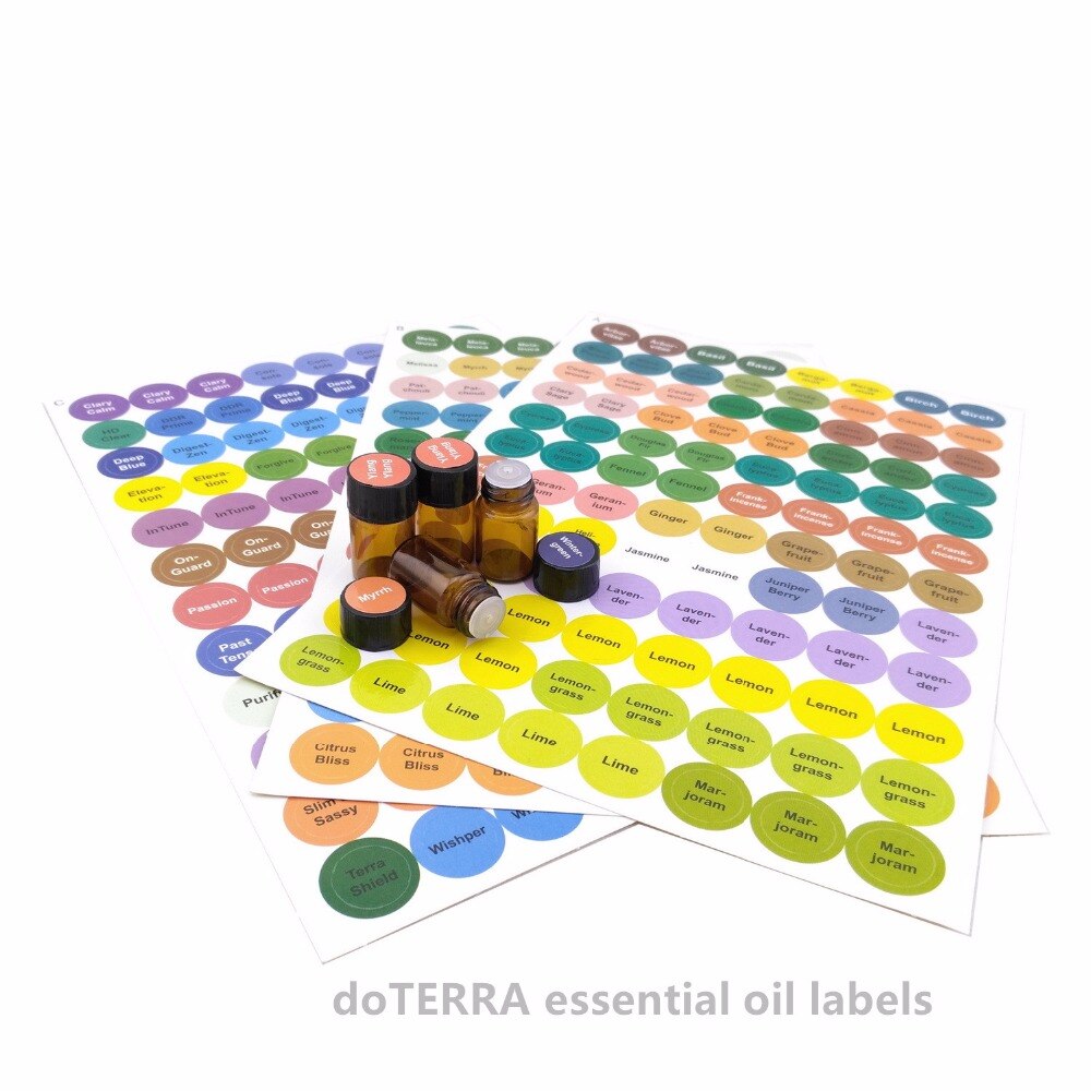 1set For doTERRA Essential Oil Bottle Cap Lid Label Pre-printed Essential Oil Bottles Cap Lid Labels Round Circle Stickers