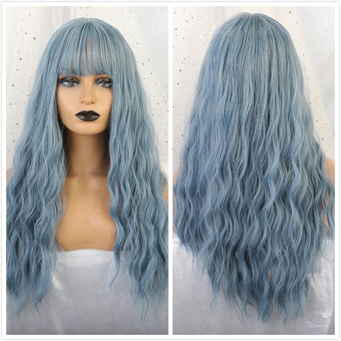 ALAN EATON Long Wavy Women Wigs High Temperature Fiber Synthetic Wigs Long Hair Cosplay Wigs Pink Wig with Bangs Lolita Cosplay: lc194-1