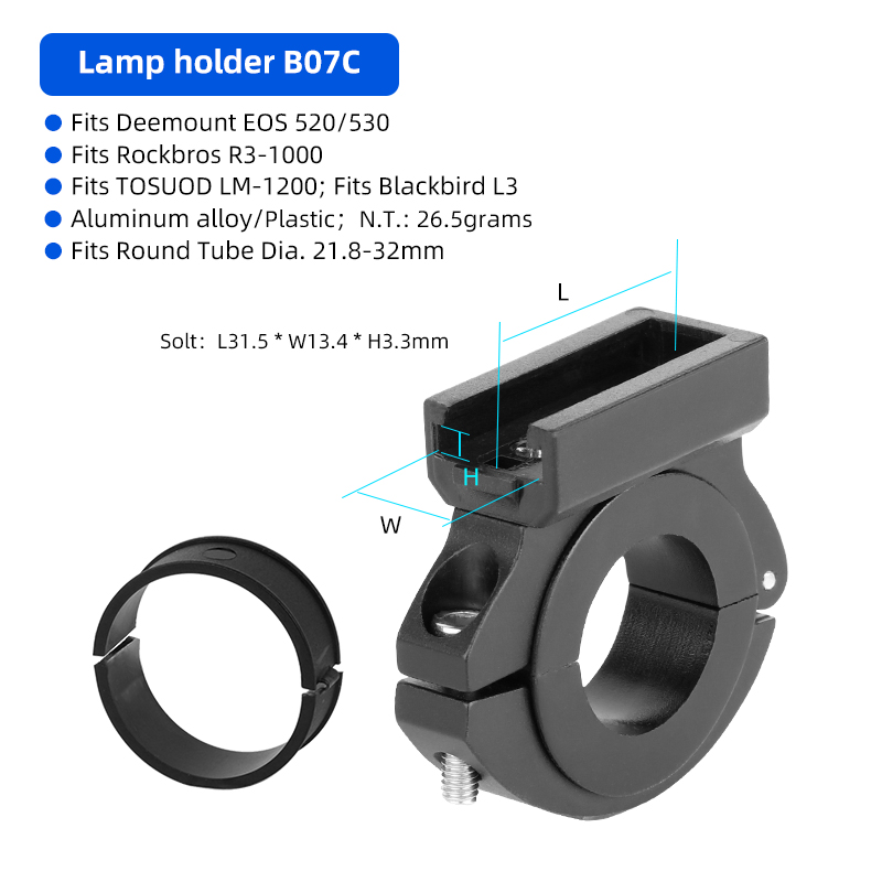 Adaptador para faro EOS530/520 para Rockbros /Blackbird L3, soporte de lámpara frontal, vástago de manillar, horquilla, soporte para casco, compatible con GoPro: Blanco