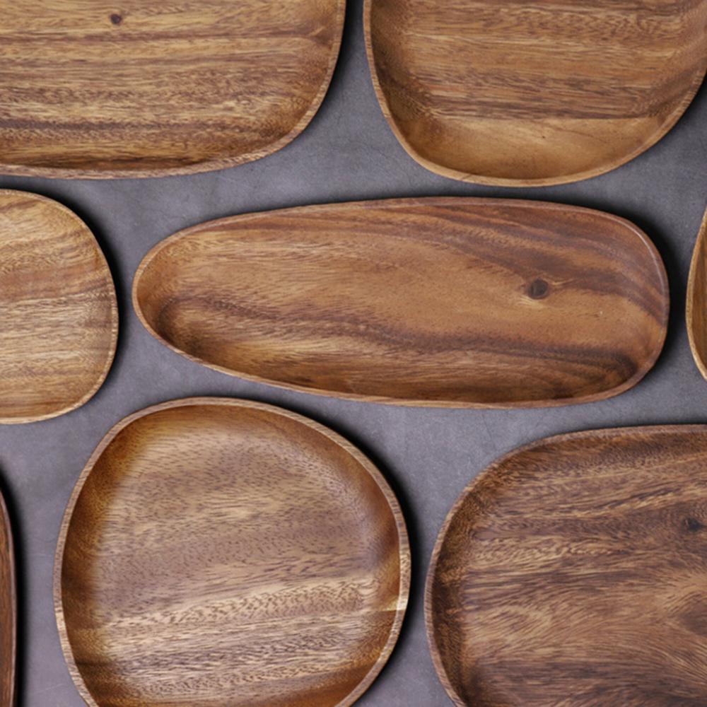 Wood Irregular Rectangle Tray Oval Walnu Wooden Round Pastry Serving Plate Food Dish Dried Fruit Storage Dessert Tableware Suppl