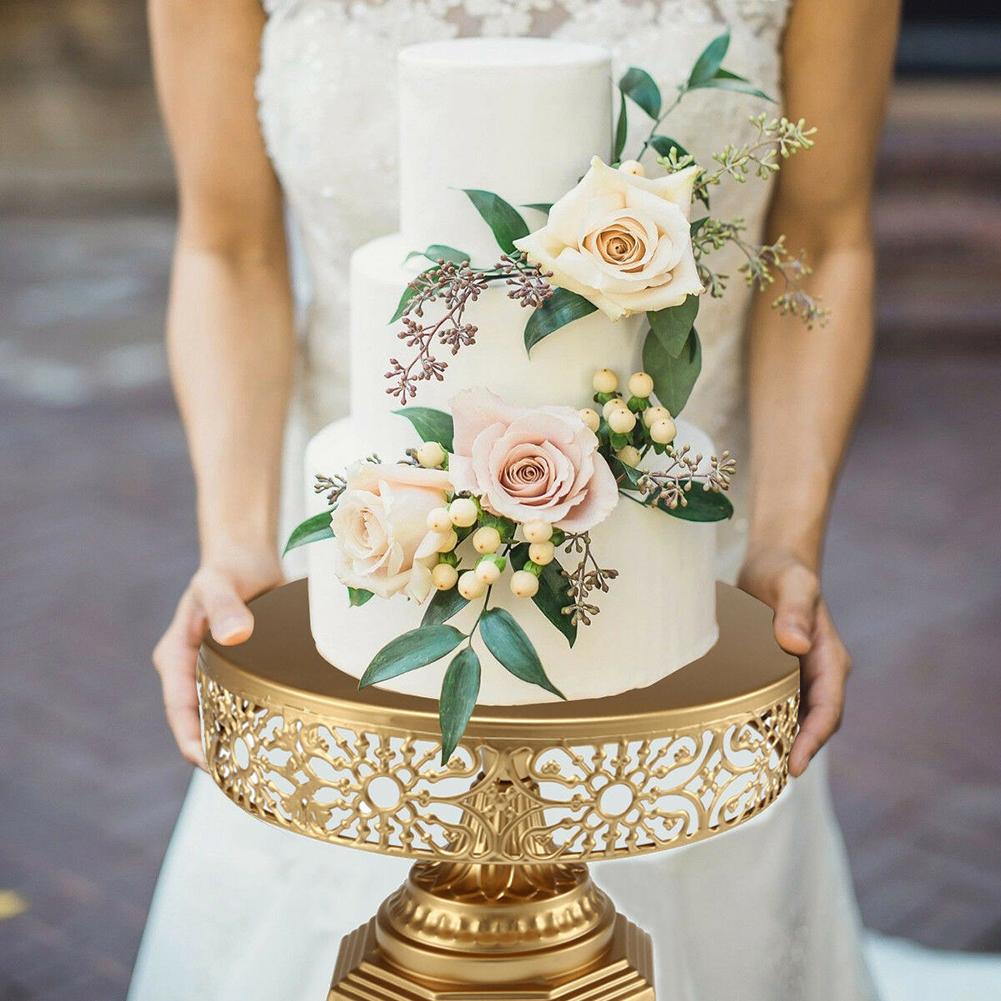 80% Retro Wedding Cake Stand Round Metal Event Party Display Pedestal Plate Decor
