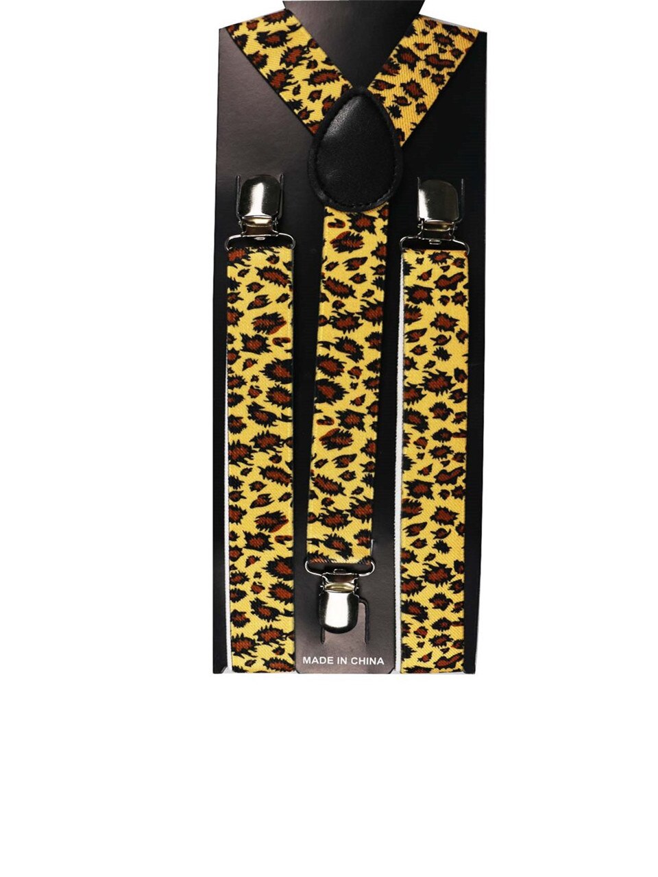 Dame gul leopardprint y-ryg justerbar elastisk bøjle 2.5cm brede seler tøjtilbehør