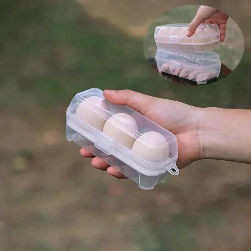 Æggekasse med 3/4/8 gitter æggeholder til udendørs camping, picnic, æggekasse, faldsikre æggeopbevaringskasser, køkkenorganisator