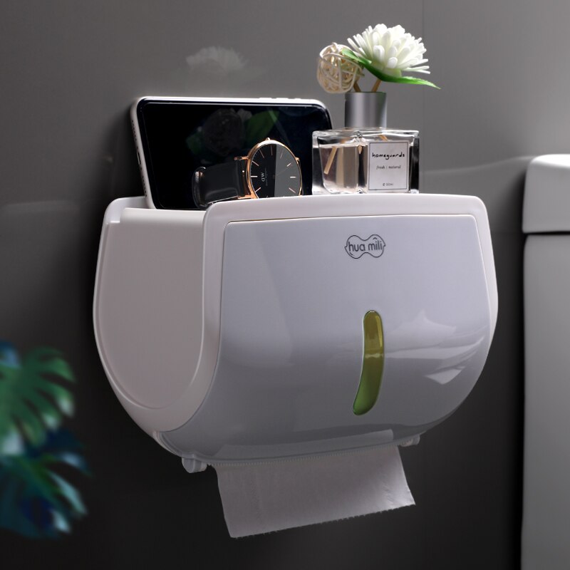 Toiletpapirkasse papirholder rullefri stansning vægmonteret husholdningspapir toiletpapirstativ badeværelse tilbehør: Blå single