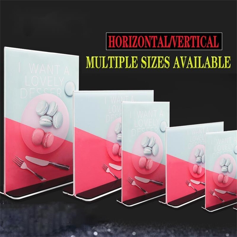 Acrylic Stand Brand A5 Double-sided Transparent Milk Tea Shop Menu Wine Crystal High-end Pull-out T-shaped Display Stand