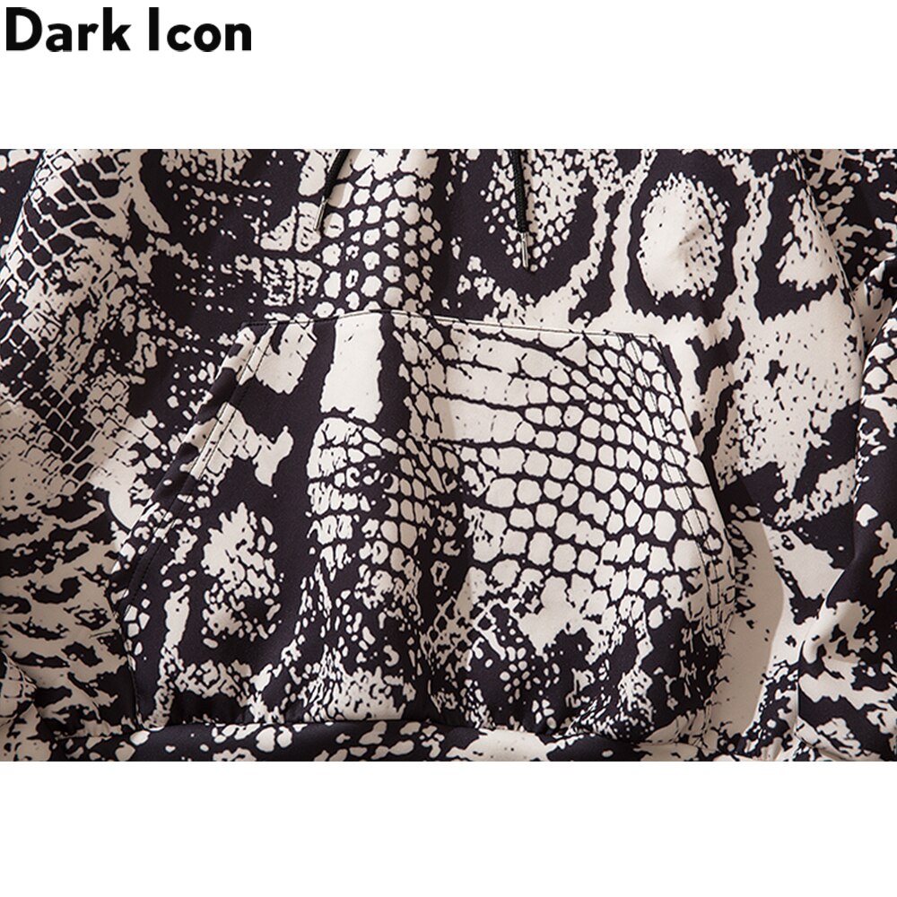 Dark Icon Snake 3D Print Hoodies Men Front Pocket Streetwear Hooded Men Sweatshirts