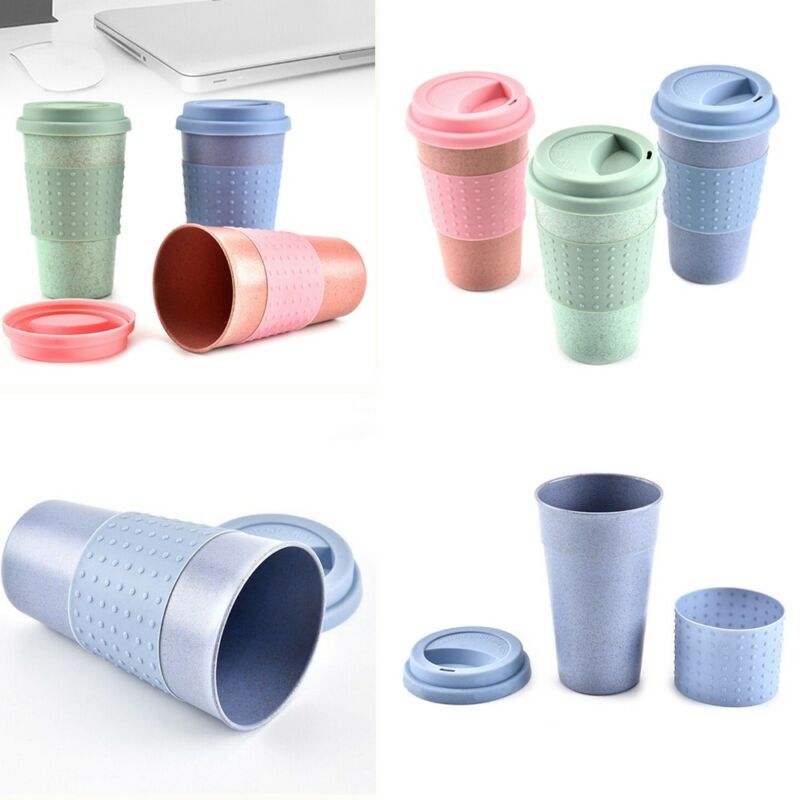 Travel Portable Pink Blue Green Polka Dot Thermal Insulated Tea Coffee Mug Cup Reusable Bamboo Fibre Eco Friendly Travel Mugs