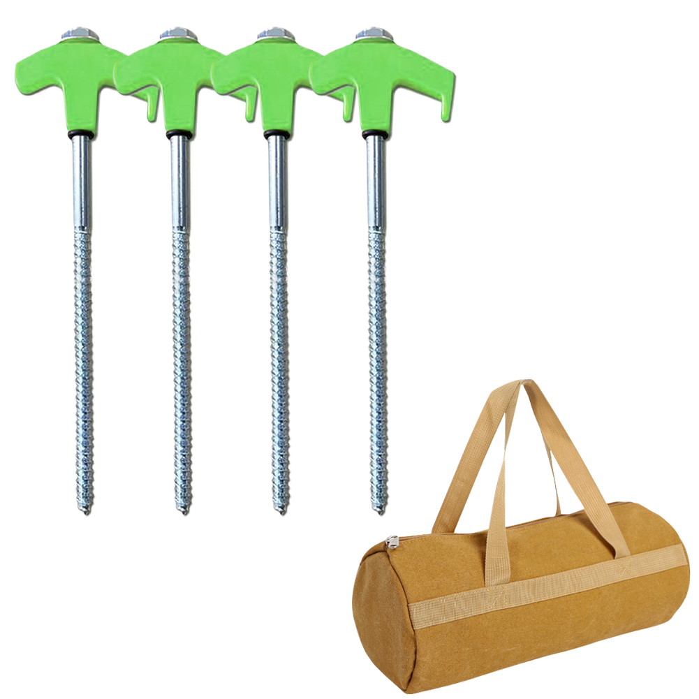 4/8PCS Screw-in Tent Stakes Ground Anchors metal Steel Hexagonal Plastic Head Spiral Screws Camping Peg Ground Nails Tool