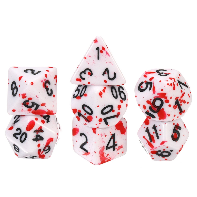 7pcs/set Acrylic Dice Set Different Shapes Digital Dice for RPG DND Board Game D0LB: A