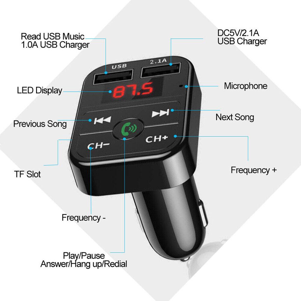 Doble USB manos libres inalámbrico Bluetooth transmisor FM para coche Radio automática reproductor MP3 USB 2.1A cargador de coche cargador de teléfono