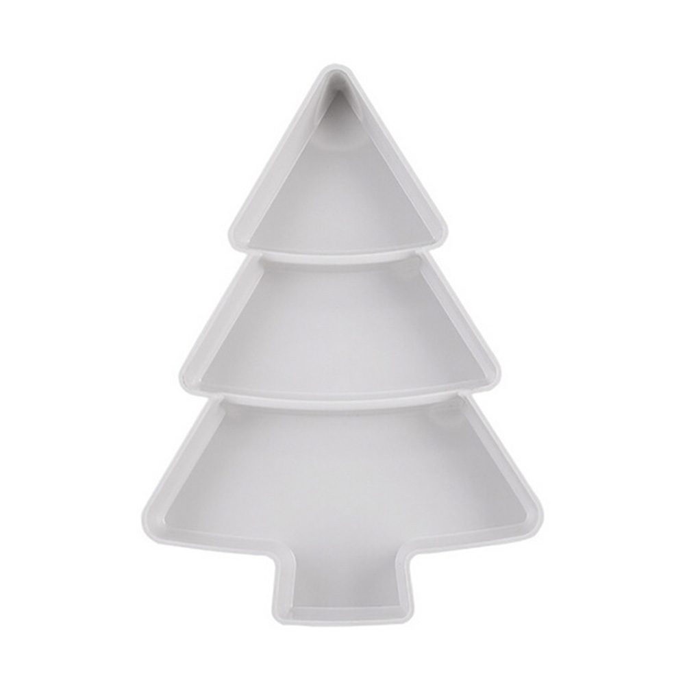 Christmas Tree Shape Candy Snacks Nuts Seeds Dry Fruits Plastic Plates Dishes Bowl Storage Box Home Kitchen Gadgets: White