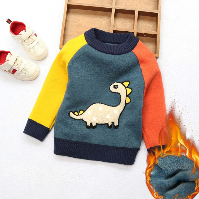 Jongenstrui winter baby jongen fleece trui kinderen katoen cartoon dikke trui kinderen kersttrui jongens gebreide tops: Blauw / 3t