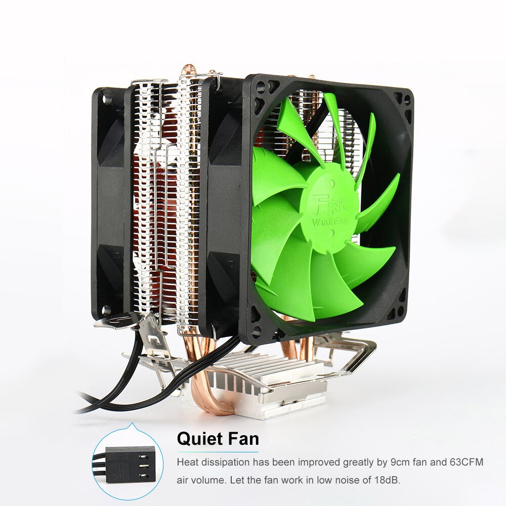 Hydraulic CPU Cooler Heatpipe Fans Quiet Dual Fan Heatsink Radiator for 1366
